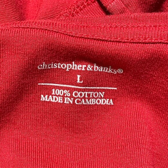 2 Christopher & Banks Tank Top T-Shirt Sleeveless Size L Large Red Orange - Picture 4 of 9